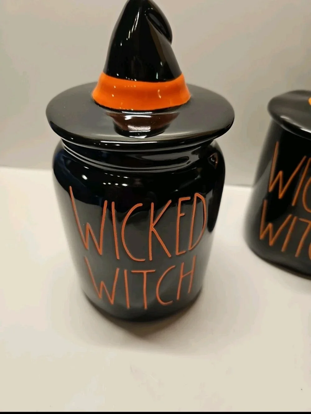 Rae Dunn Black WICKED WITCH Halloween Witch Hat Topper Canister & Mug Set NEW